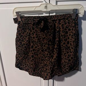Leopard Print Brown Shorts